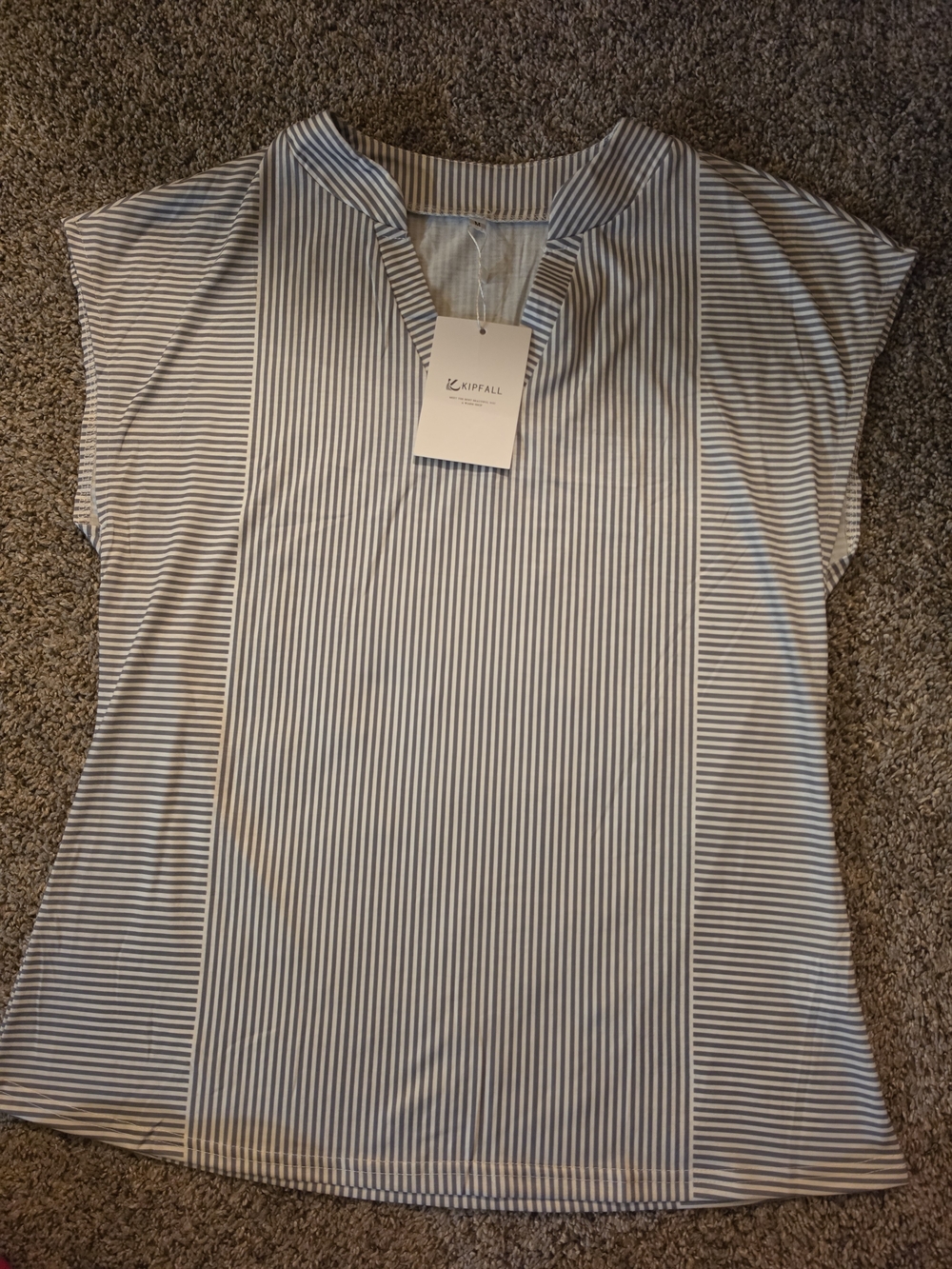 Women’s Blue & White Striped Cap-Sleeve Blouse by Kip&Co
